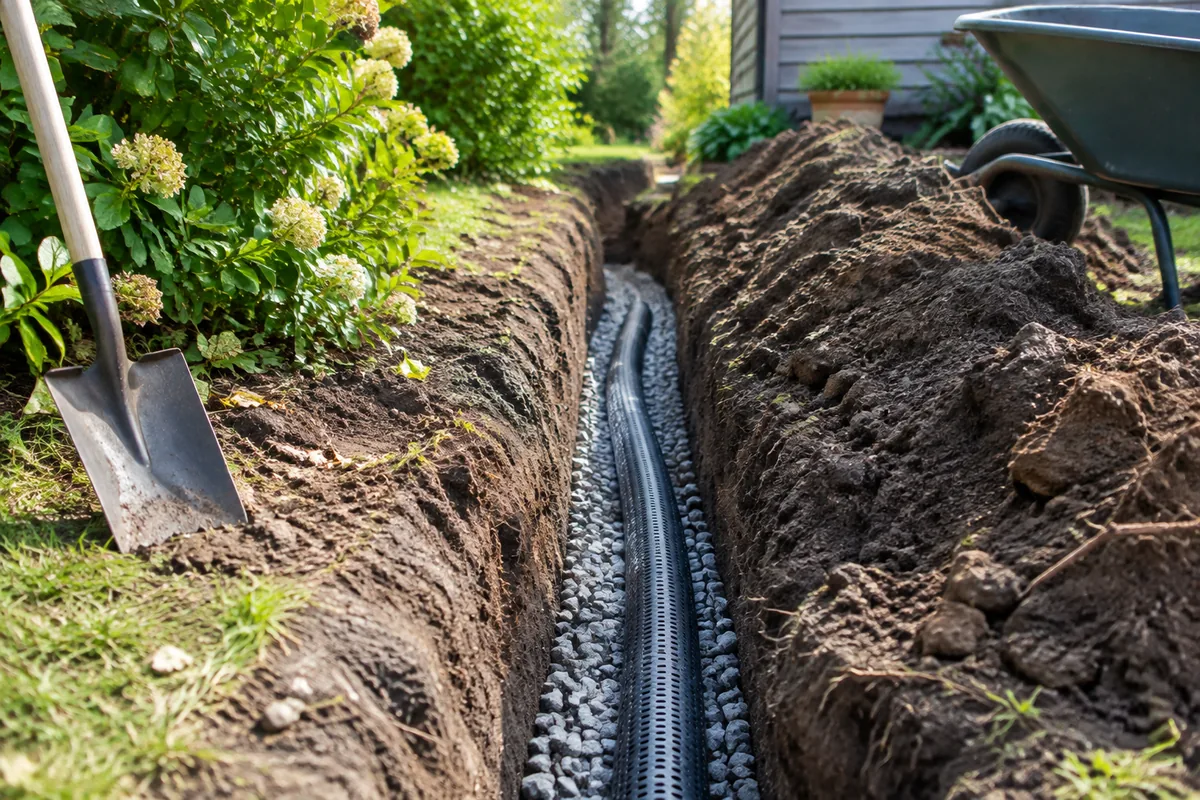 Quelle profondeur pour creuser une tranchée de drainage au jardin